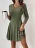 Popular dress European and American early autumn dress A-shaped version knitted long-sleeved temperament elegant style
