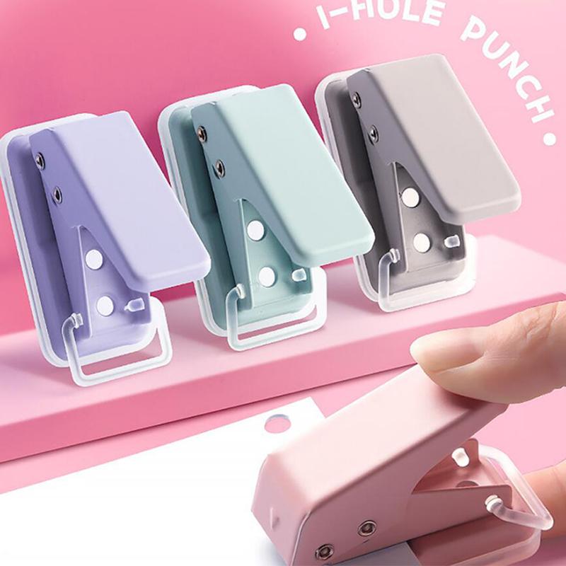 Kawaii Cute Office School Binding Supplies Stationery Single Ring Mini Hole Punch 1 Hole Portable Round Hole Puncher