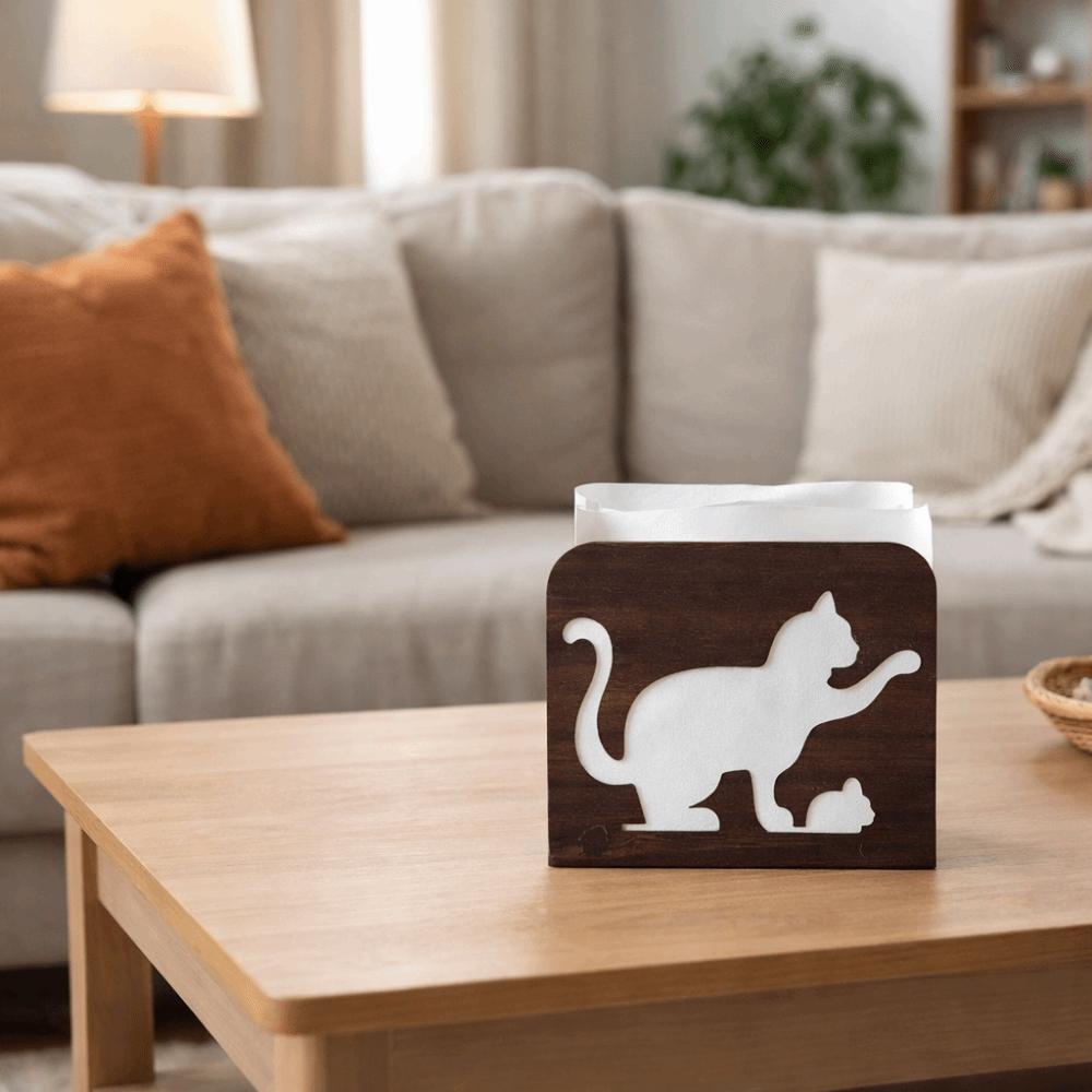 Retro Style Wooden Sunflower Napkin Holder Decorative Cute Animal Shaped Tissue Dispenser Detachable Butterfly Tissue Holder