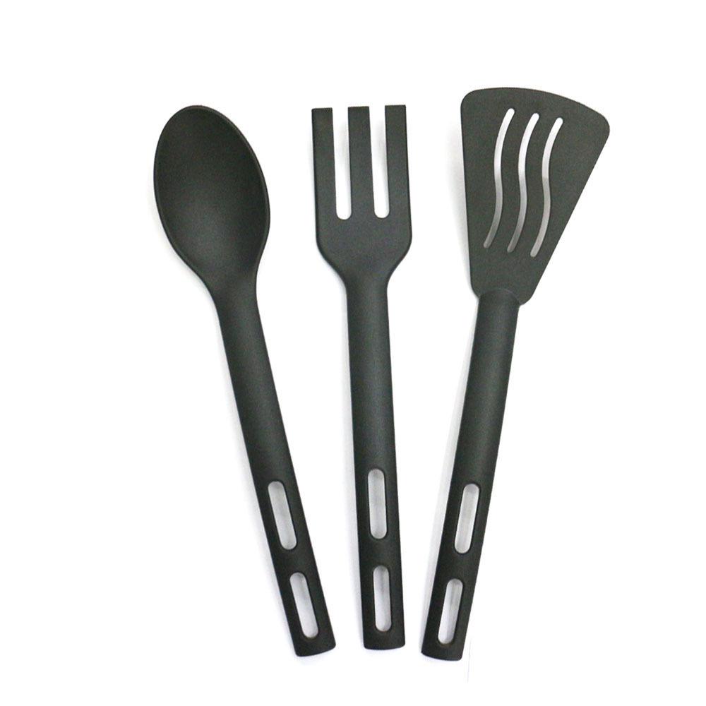 Children's 3-Piece Small Plastic Nylon Kitchenware Set: Slotted Spoon & Fork for Portable Travel & Camping