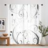 2PCS Digital Printed Curtains, Ink Scroll Pattern Pattern, Artistic Pattern Window Drapes for Living Room Bedroom Decor