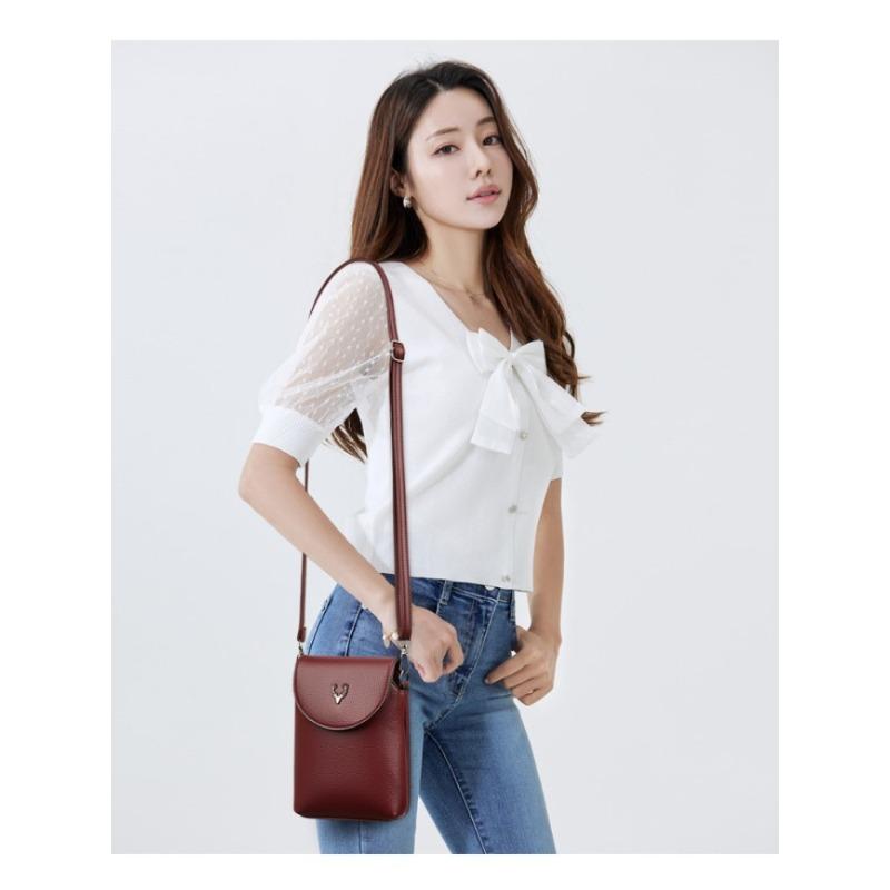 Fashion Small Shoulder Bag for Smartphone Ladies Mobile Phone Bag Zipper Flap Famous Brand Soft Leather Crossbody Bags for Women