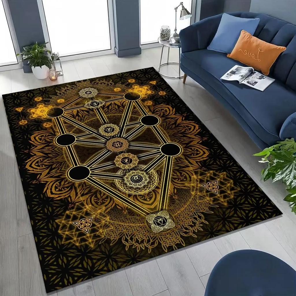 Spiritual Meditation Carpet Bohemian Yoga Energy Center Carpet Yoga Mat Children's Non-slip Carpet for Living Room and Bedroom