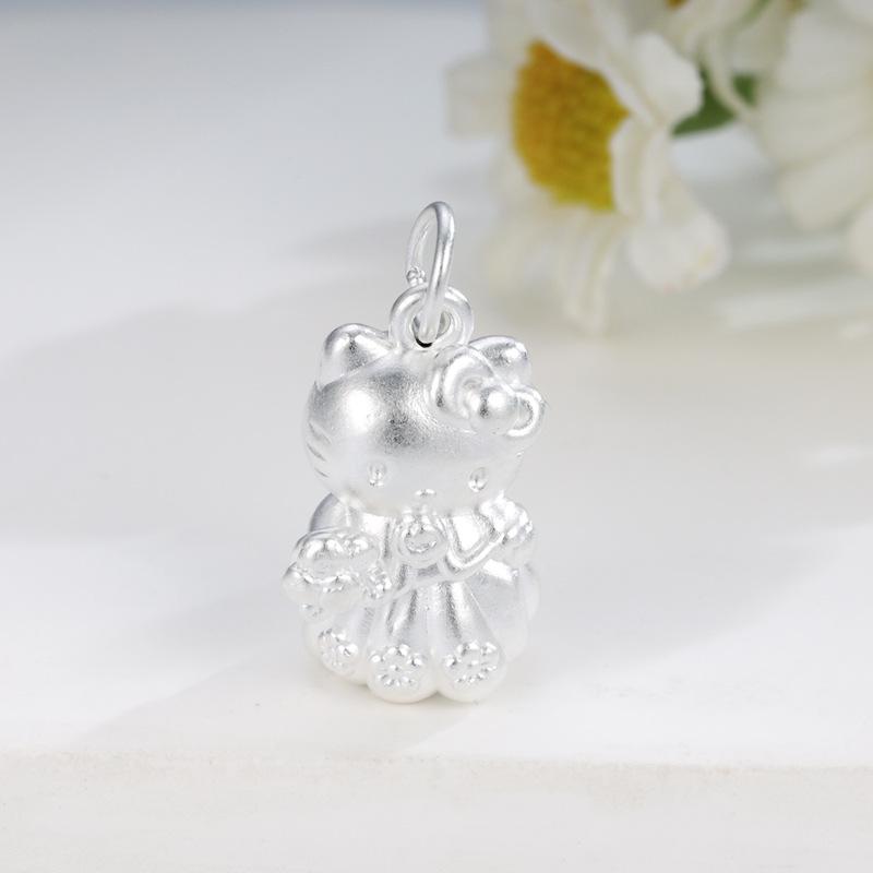 Sterling Silver Hello Kitty Wedding Dress Pendant Charm