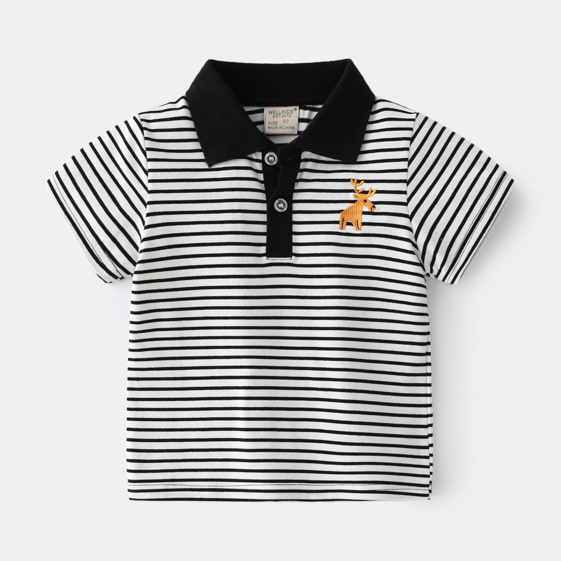 Boys Cartoon Embroidered Polo Shirt Short Sleeve Cotton Casual Summer Top for Kids 90cm