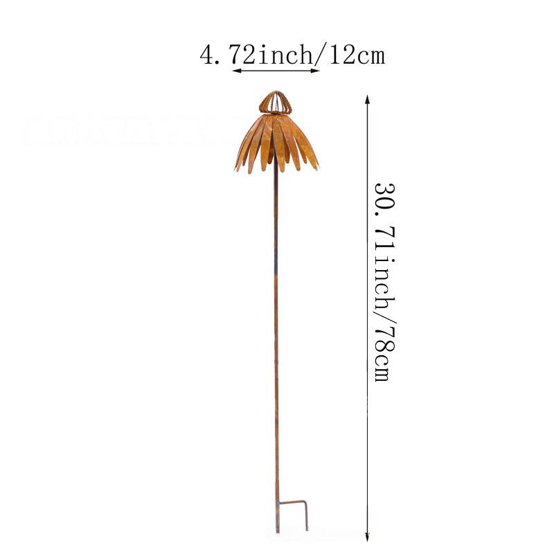 1Pcs Rusty Echinacea Garden Stake Charming Rusted Echinacea Garden Stake Metal Echinacea Plant Sculpture Garden Stake