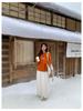 Qiumeng DT Étoile Soft Knit Midi Skirt: Women's High-Waist Slimming Drape (2025 Collection)