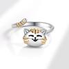 Geometric Cat Stress Relief Adjustable Ring Copper Jewelry For Women