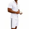 Men's Summer Plain Short Sleeve Shirt & Zipper Shorts Set