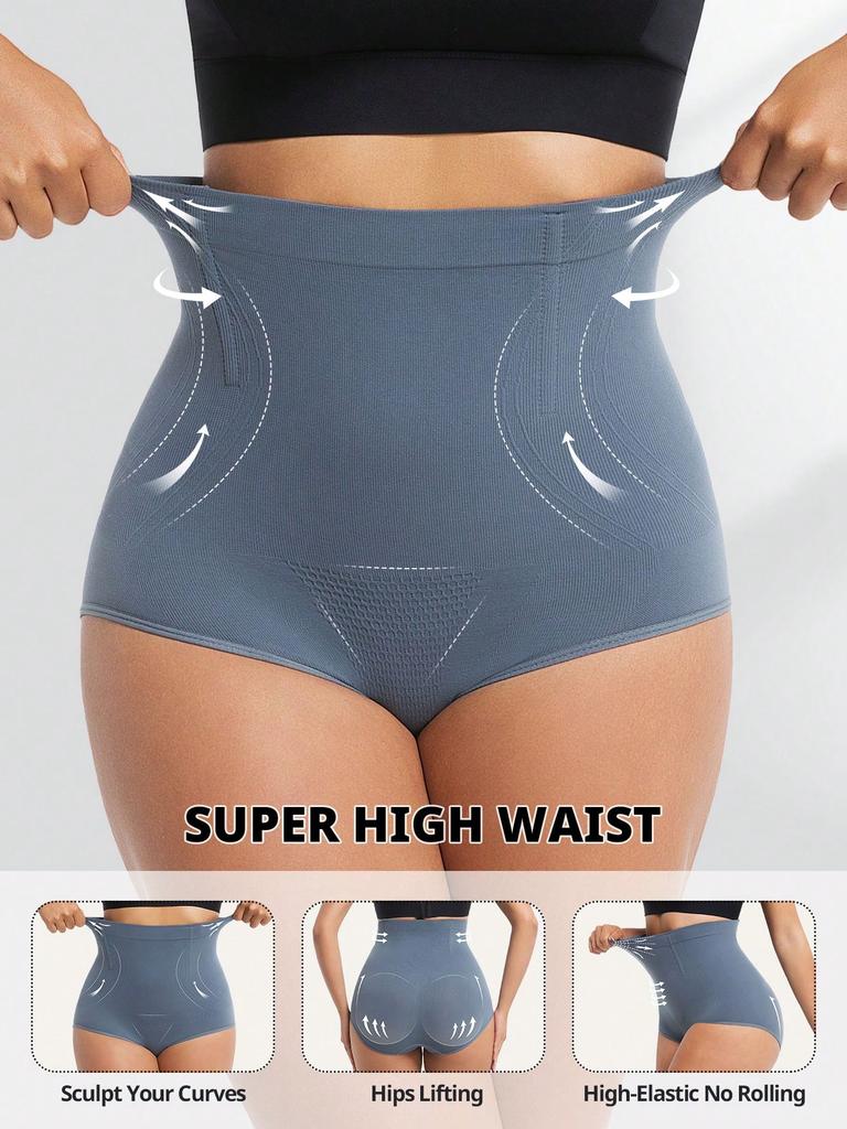 Flarixa Graue Shapewear Unterteil für Damen Hohe Taille Nahtlose Slips Bauchkontrolle Slips Hüft-Po-Lifter Schlankmachender Mieder Damen Oberschenkelmitte Body Shaper