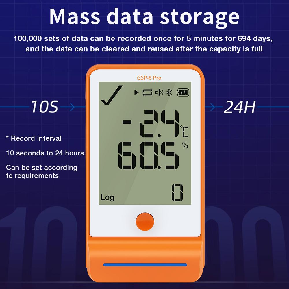 Bluetooth USB Temp Data Logger GSP-6Pro Temperature and Humidity Recorder 100000 Points Datalogger Smart Thermometer Hygrometer