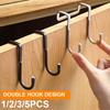 Stainless Steel Hook Free Punching Double S-Shape Hook Kitchen Bathroom Cabinet Door Back Type Coat Towel Storage Hanger