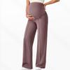 High Waist Maternity Pants,High Elastic Breathable Straight Wide Leg Trousers With Belly Support,No Tight Pressure On Abdomen For Pregnant Women