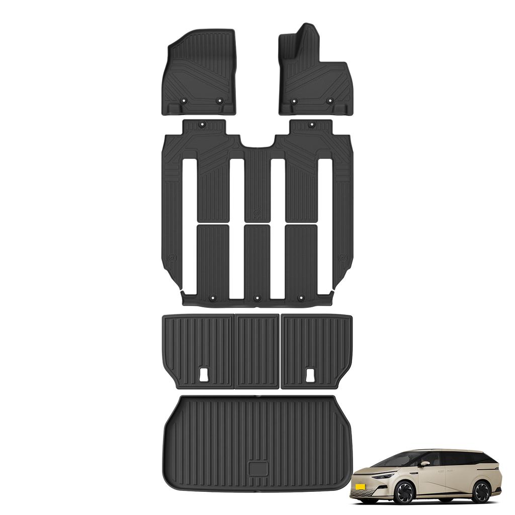 Smabee for Xpeng X9 2026 7Seat Car All Weather Floor Mats Cargo Liner Trunk Pad TPE Interior Accessories Black