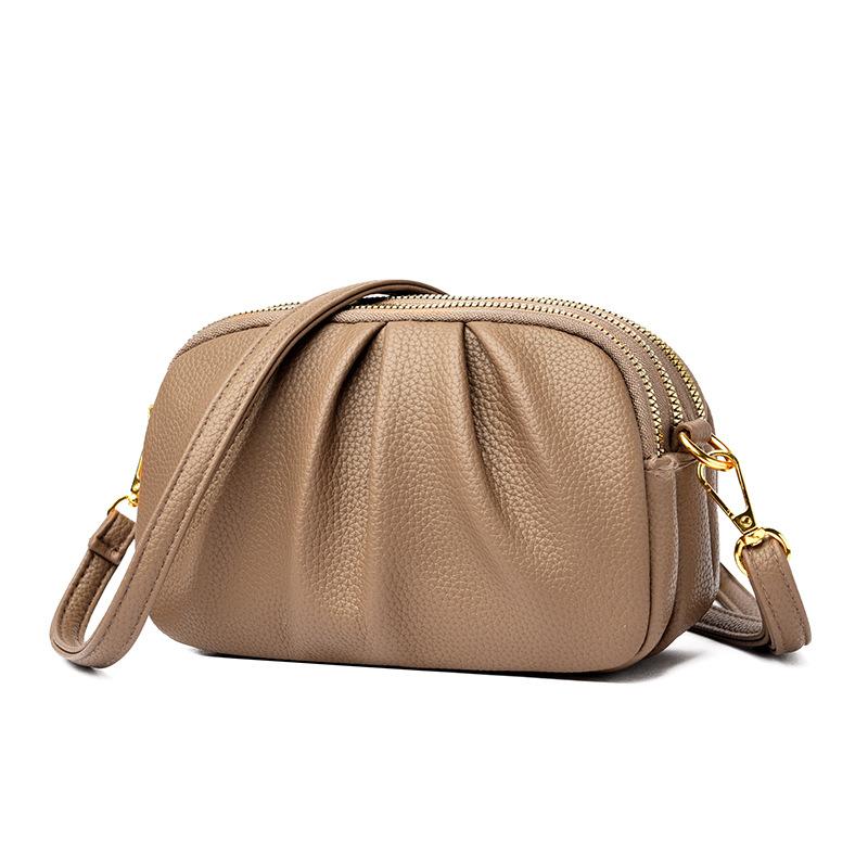Large-capacity Fashionable and Simple Stylish Multi-layer Single-shoulder Mobile Phone Crossbody Pleated Small Bag