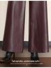 Chic Women's High-Waisted Lambskin Wide-Leg Pants - 2025 Autumn/Winter Slimming Casual Fit