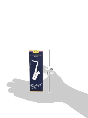 Vandoren Tenor Saxophone Reeds, Traditional, Hardness: 2-1/2 (5 Reeds)