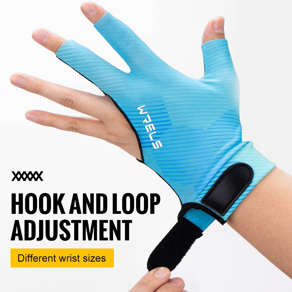 WRELS Three Finger Billiard Gloves Breathable Sweat-Wicking Snooker Glove Elasticity Smooth Lightweight Billiard Training Gloves