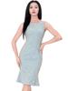 Allegra K Casual Summer Tweed Dress, Sleeveless, Elegant Check Pattern, Slim Fit, Women's, Blue, Size M