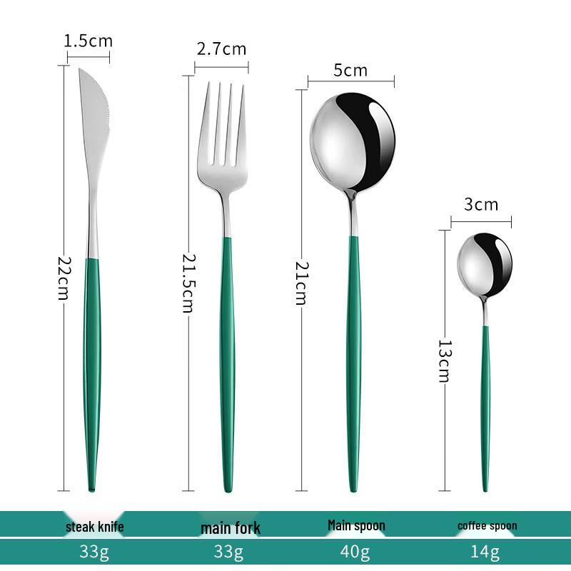 Ru Han Purple Gold Long Handle Stainless Steel 4-Piece Cutlery Set