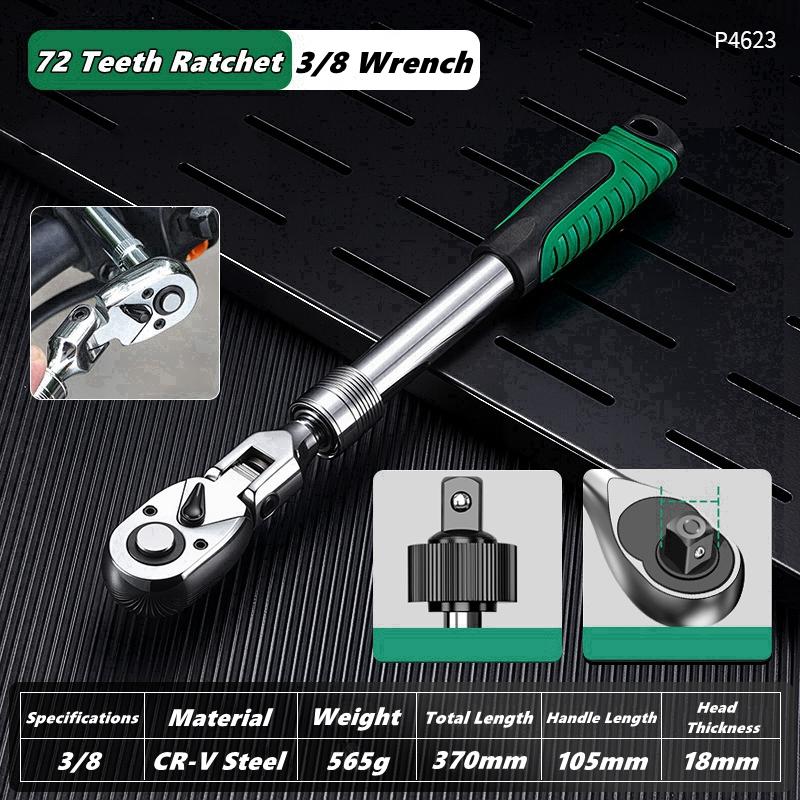 1/4 3/8 1/2 Inch Adjustable Ratchet Wrench Drive Rotating Ratchet Reversible Drive 72 Tooth Socket Wrench Morot Mechanical Tool