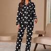 Set Pigiama Donna Autunno Primavera Due Pezzi Abbigliamento da Notte Morbido Abbigliamento per la Casa Pigiama Bottoni Stampa Cuori Donna Set Pigiama Homewear