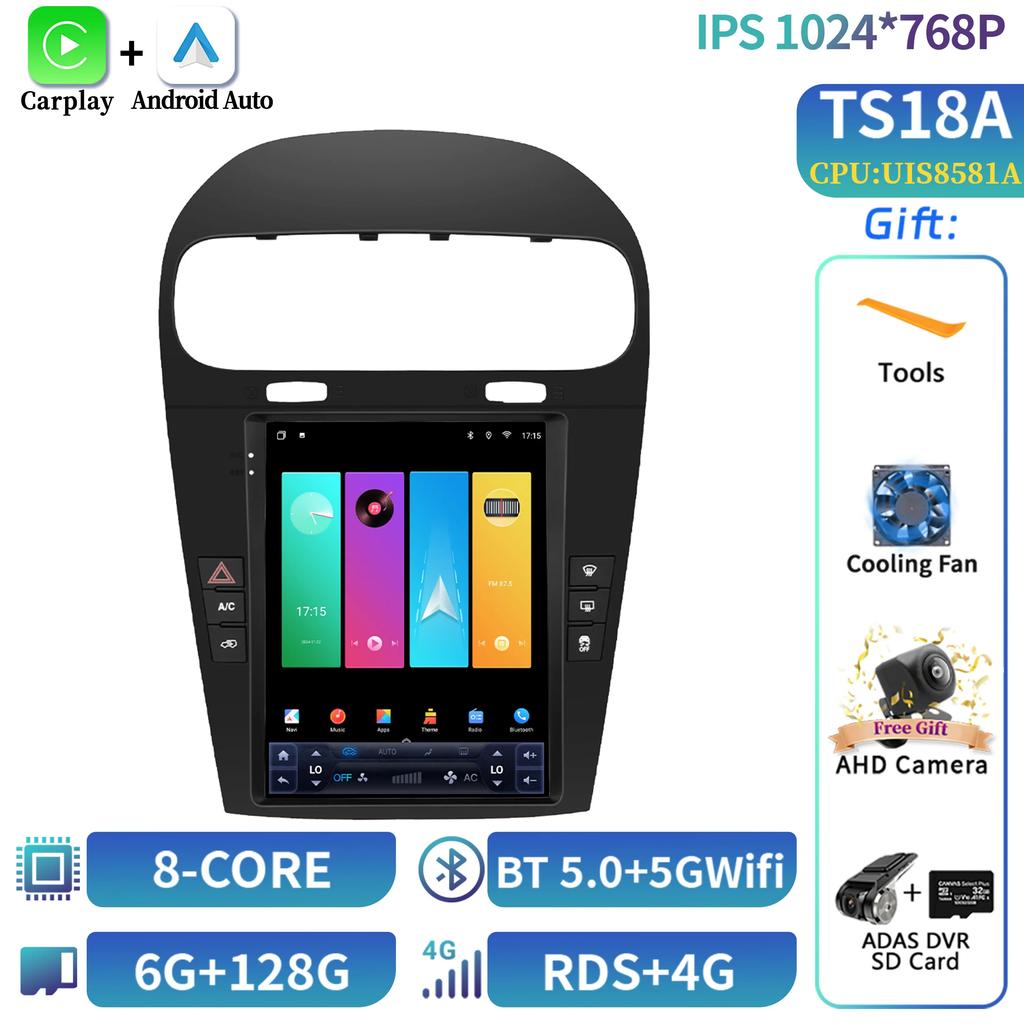 9.7" Car Radio Multimedia Carplay Video GPS For Dodge Journey Fiat Freemont 2012-2014 Android 14 Stereo Navigation Player Screen