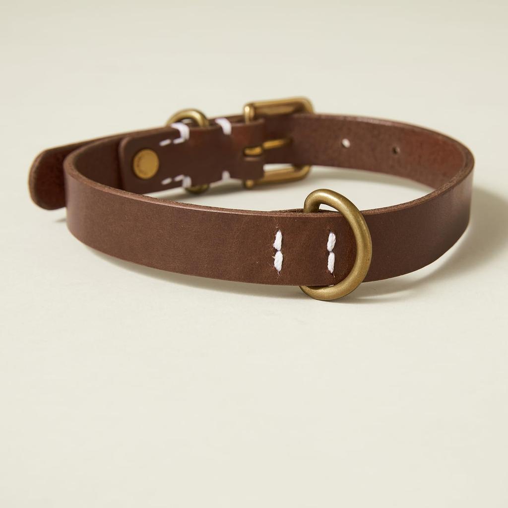 We Original All Leather Collar Brown GOOD MANNERS DOG SERIES - (L) /