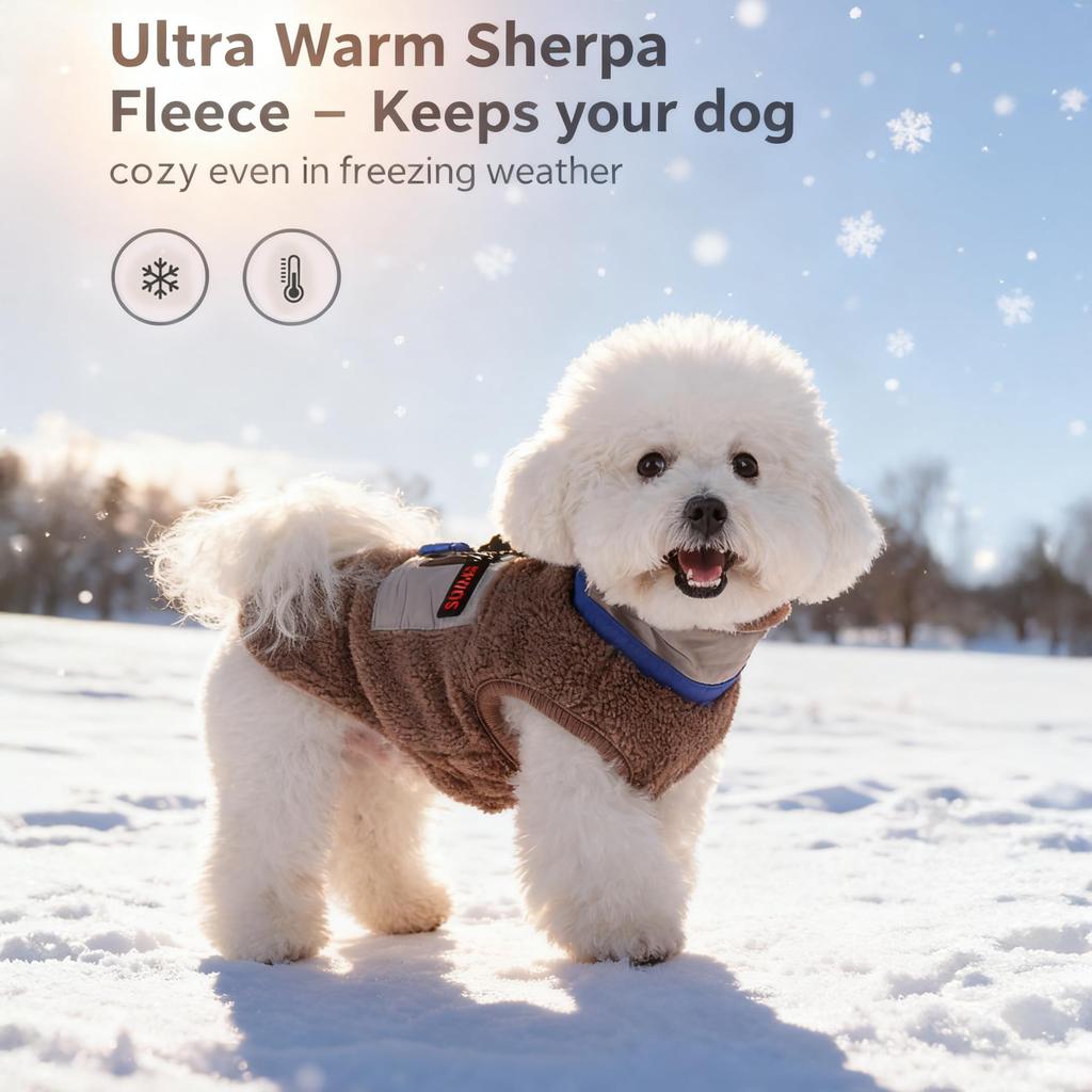 Polarowa kamizelka dla psa z zamkiem na plecach i D-ringiem – miękka ciepła kurtka dla zwierząt domowych na zimowe spacery, lekka termiczna kamizelka dla psów małych i średnich