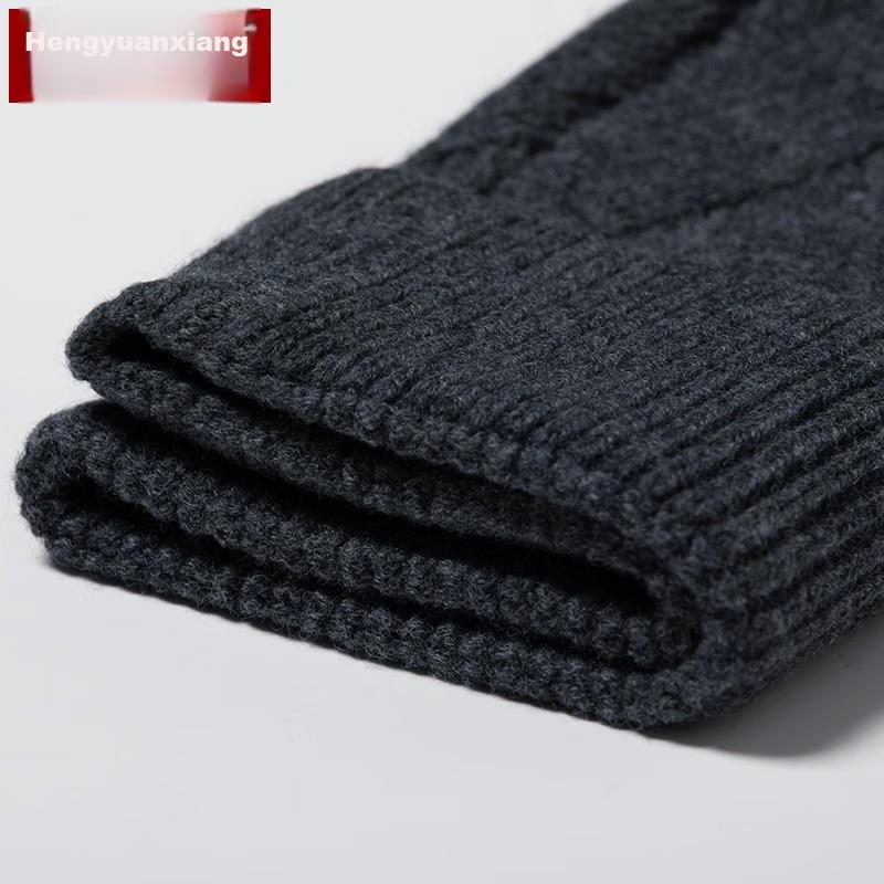 Hengyuanxiang 100% Pure Wool Hat, Men's Knitted Cap, Autumn And Winter Thickened Warm Knitted Hat, Cold Hat, Winter Gua Pi Hat