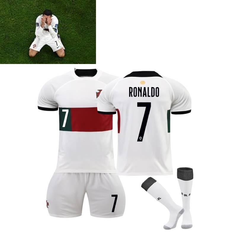 Premium White 7 C.ronaldo Football Kit Set With Original Socks 2022 World Cup Edition