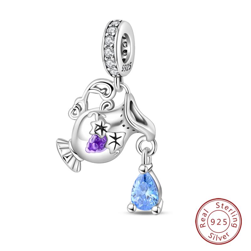 New Copper Fashion Chameleon Blue Whale Guardian Wing Drunk Angel Charms Beads Fit Diy Bracelets Original Jewelry