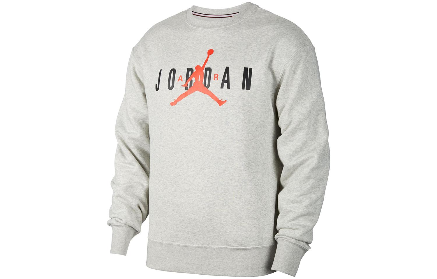 Jordan Men's Gray Air Sweatshirts Crew Neck Moderate Regular Fd9938-050 Cm