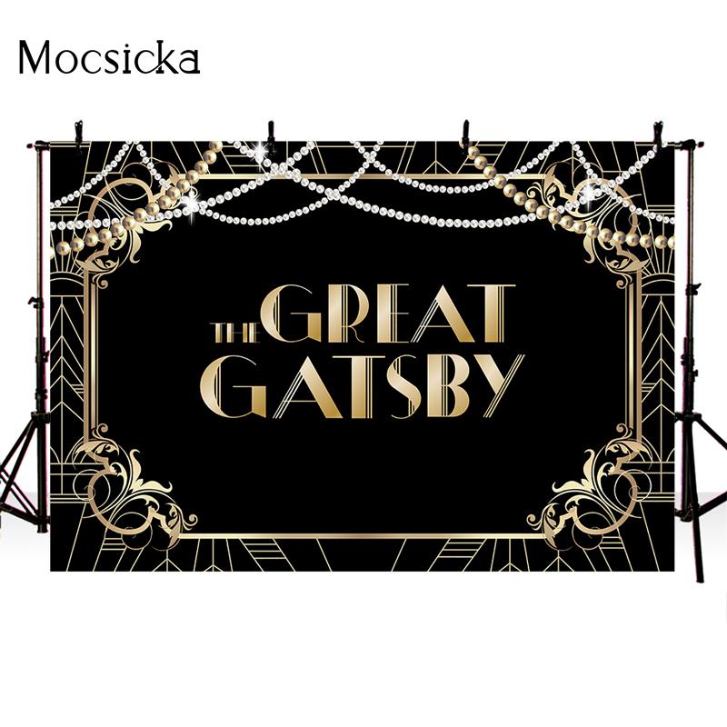 Great Gatsby Theme Birthday Party Photography Background Black Golden Line Customize Decor Backdrops Banner
