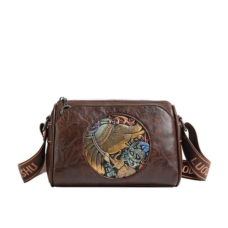 

Women s bag new retro multi-layer medium shoulder crossbody large-capacity pillow bag коричневый