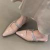 Fashion Crystal Women Sandals Flats Pointed Toe Luxury Shoes Fashion Elegant Dress Slippers 2025 Summer Woman Slides Sexy Zapatos Mujer