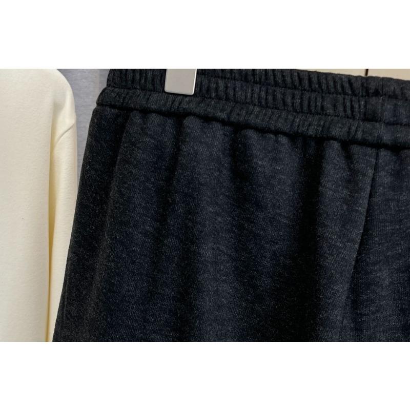 Plus Size Women Winter Fleece Thickened Lace Hem Wide Leg Casual Pants