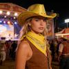 Gold Sequins Western Cowgirls Hat with Bandana Costume Set For Parties And Theme Event With Comfortable Acrylic Fabric
