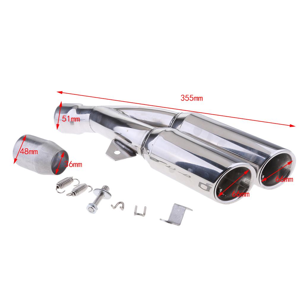 Dual Tail Outlet Slip-on Exhaust Muffler Pipe Stainless Steel DB Killer for Off Road Quad Bike Motorcycle 36-51mm