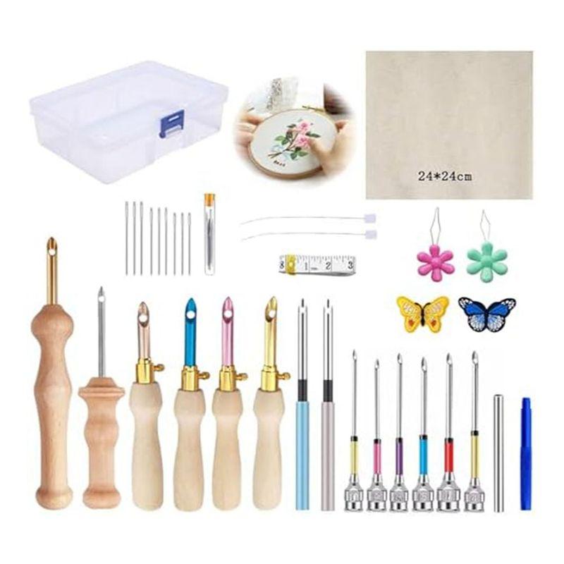 M-Modern-35Pcs Punch Needle Kit Adjustable Punch Needle Embroidery Kits For Embroidery Floss Stitching Beginner