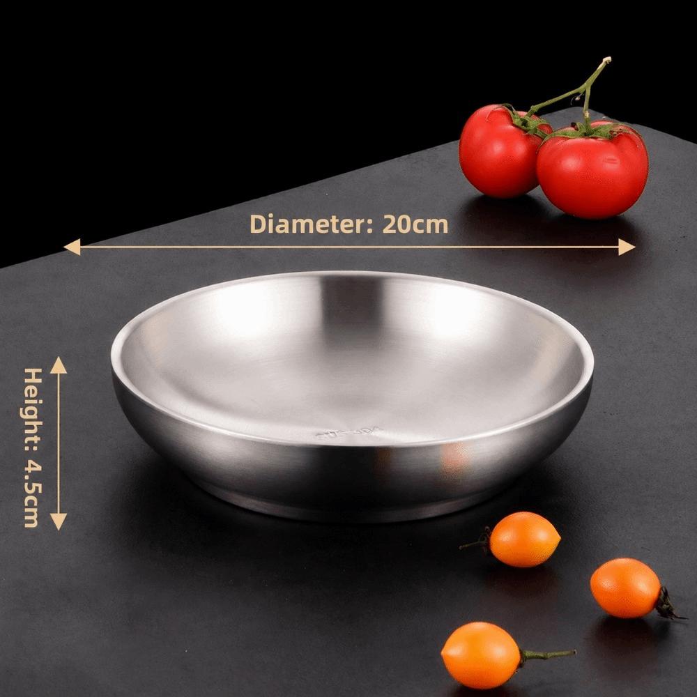 New Thickened 304 Stainless Steel Plate Round Shape Silver Color Stainless Steel Bowls Flat Bottom Food Containers Dishware