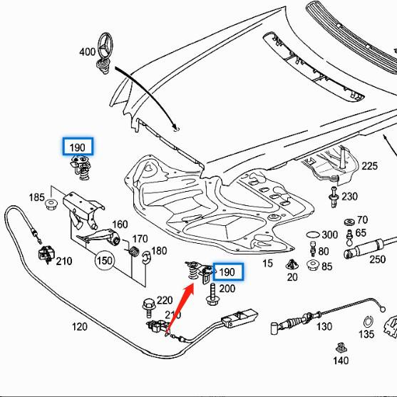 2118800360 Hood Lock for Mercedes-Benz W211 E300/CLS350