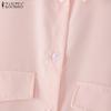 ZANZEA Women Casual Fake Two Piece Solid Color Long Sleeve Shirts