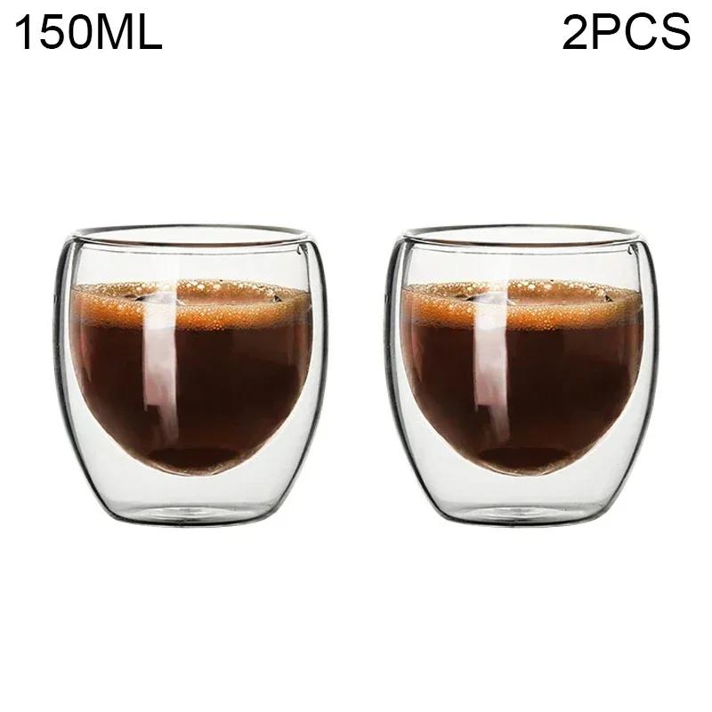 80ML/150ML 2-18PCS Double Wall Glass Kung Fu Tea Cup Transparent Coffee Milk Water Mug High Borosilicate Glass Drinkware Tea Set