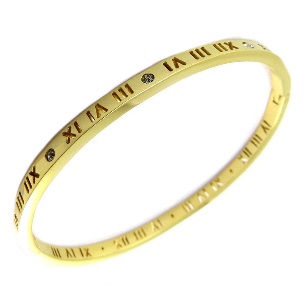 Les Trésors De Lily [P4850] - Ocelový náramek 'Messages' (římské číslice) pozlacený - 3 mm