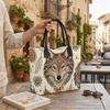  Boho Wolf Pattern Tote Bag Large Capacity Casual Shoulder Bag for Daily Shopping Travel Lightweight Durable