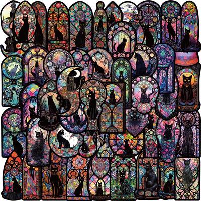 10/50PCS Cartoon Gothic Schwarze Katze Aufkleber Blumen Fenster Aufkleber für DIY Gepäck Laptop Skateboard Motorrad Fahrrad Aufkleber