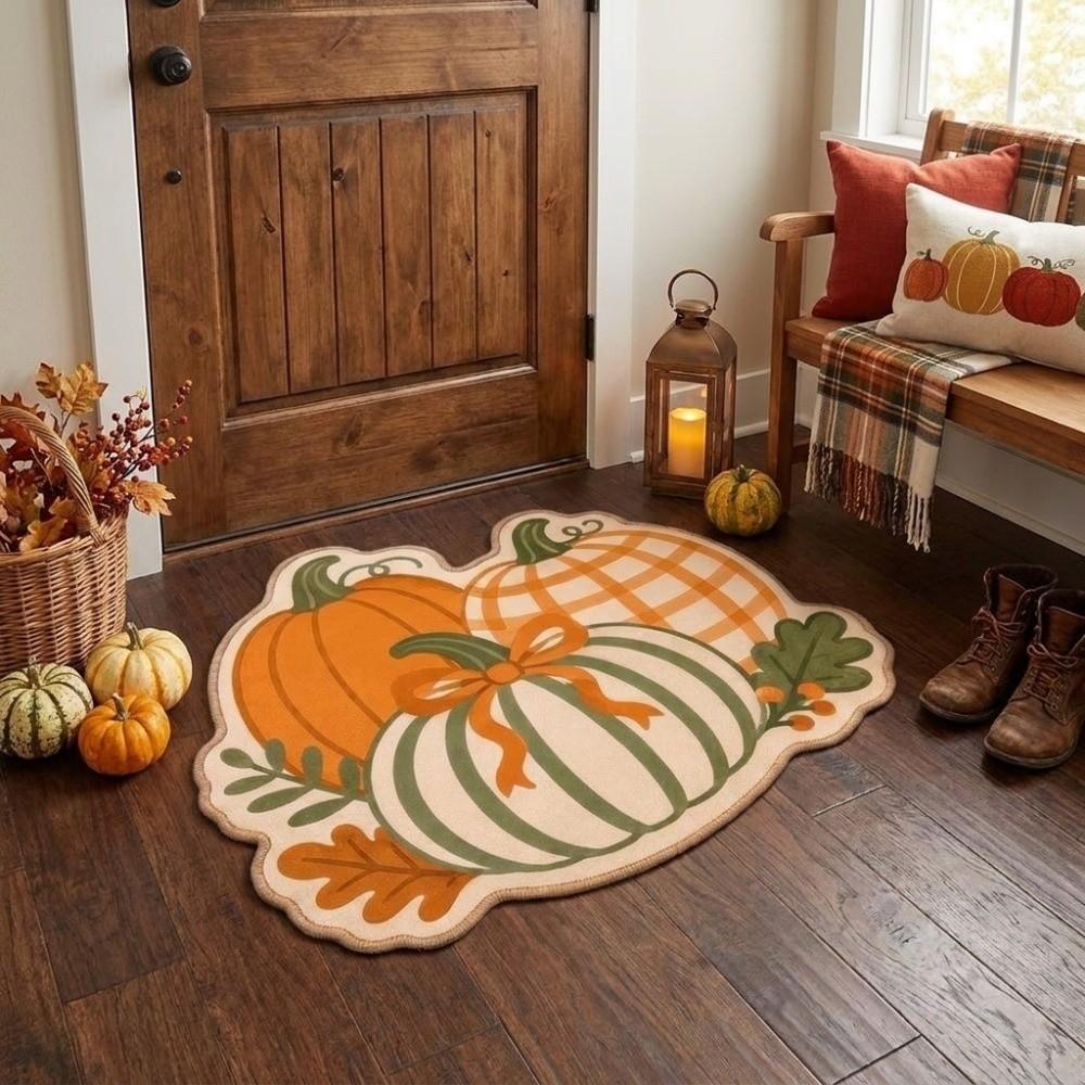 Skin-Friendly Halloween Floor Mat Faux Cashmere Entryway Rug Creative Dirt Trapping Mat Indoor