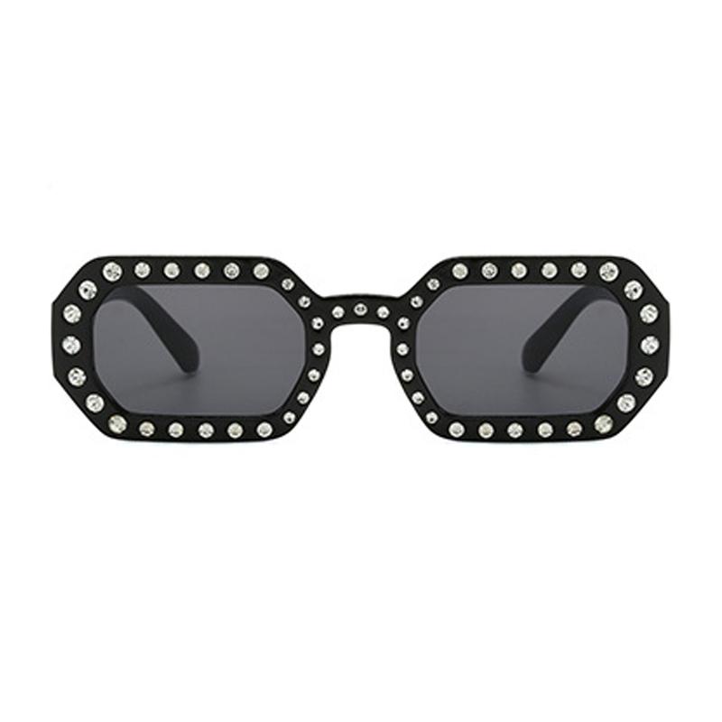 SHAUNA Fashion Polygon Square Candy Color Damen Luxus Kristall Sonnenbrille Retro Blau Grün Shades UV400 Trendy Herren Sonnenbrille