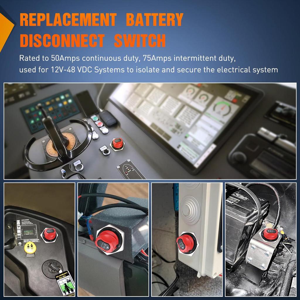 100A Knob-Type Yacht Battery Disconnect Switch - Master Power Isolator, 200A Rating